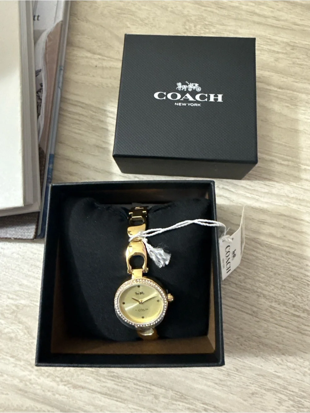 Coach Gold Crystal-Accented Women's Bracelet Watch